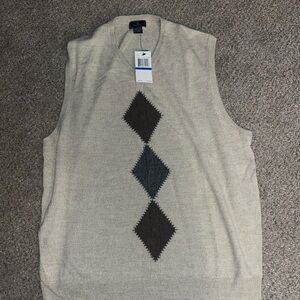 Dockers Tan Brown Argyle Sweater Vest Sleeveless Extra Soft Fine Gauge Sz XL NWT